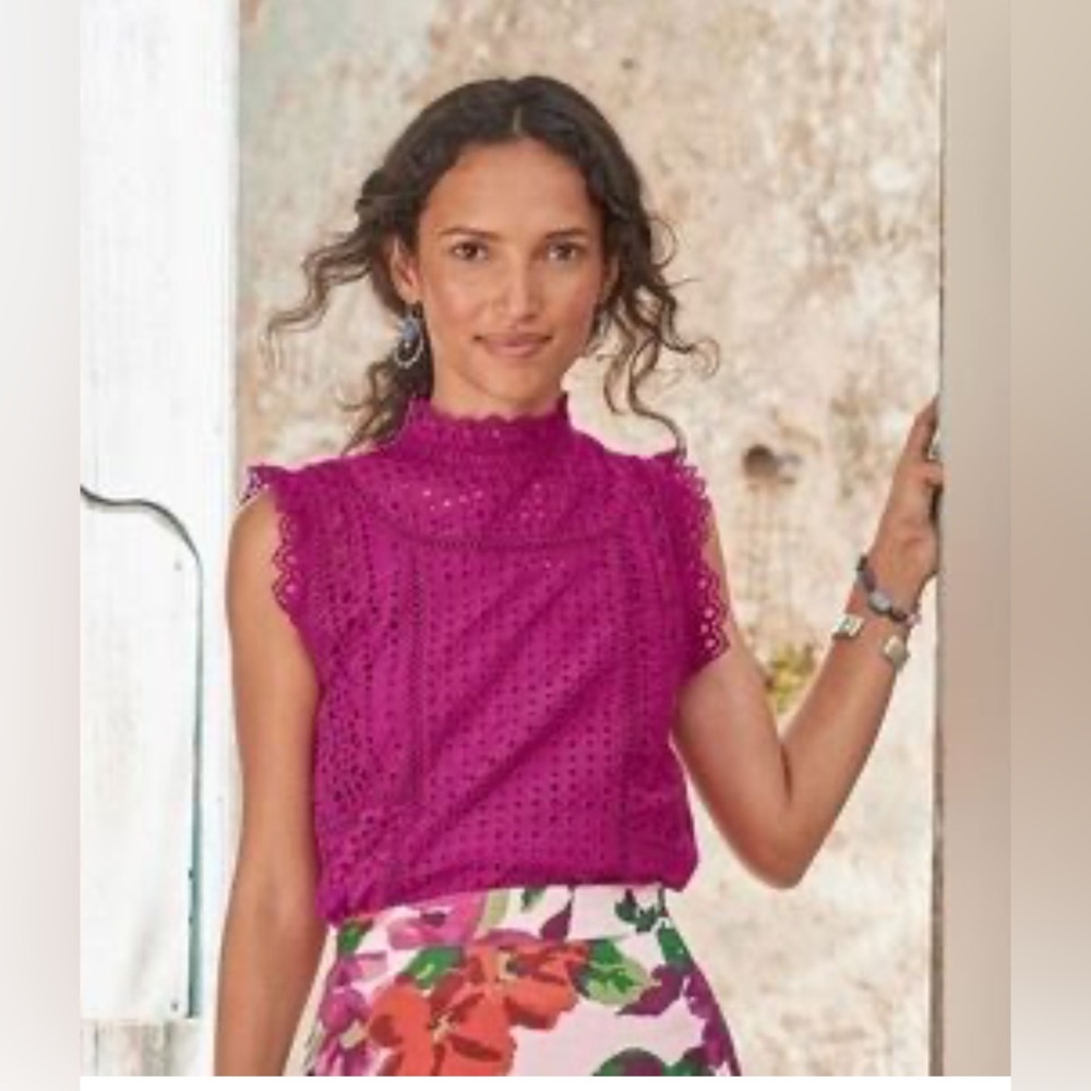 Sundance top eyelet broderie anglaise cerise pink XS